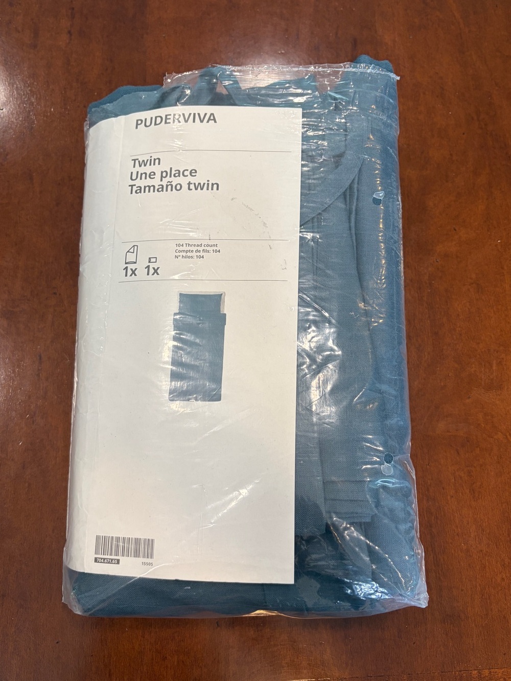 IKEA PUDERVIVA Twin Duvet Cover Set - Dark Teal Blue